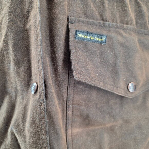 Outback Trading Co Bush Trader Duster Coat Mens Brown Waxed Oilskin Western Sz S - Picture 7 of 16